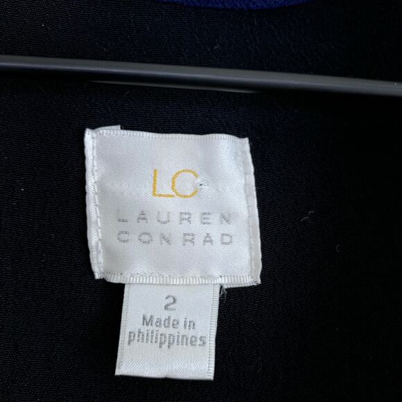 LC Lauren Conrad Crepe Open Blazer Jacket Black Blue Colorblock Lined Womens 2 - Picture 7 of 10